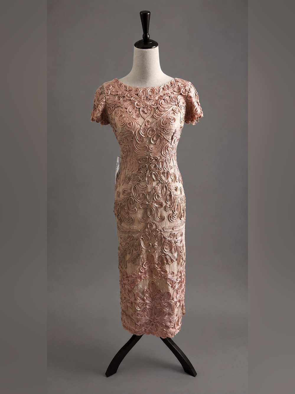 JS Collections Blush Pink Embroidered Midi Dress